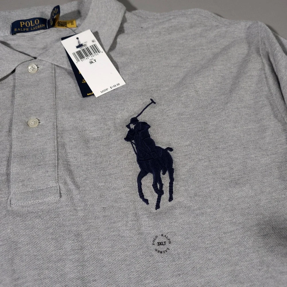Polo Ralph Lauren Polo Shirt Mens 3XLT Grey Big Pony Crest Short Sleeve